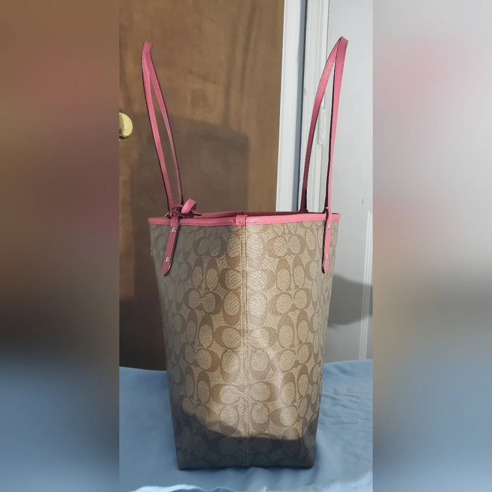 Coach Brown and Pink Signature Tote - Picture 4 of 11